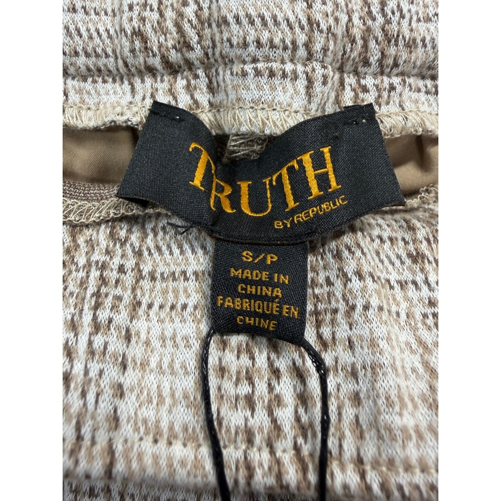 Truth by Republic Wide Leg Pants Womens Small Taupe Glen Plaid NWT - Picture 5 of 12